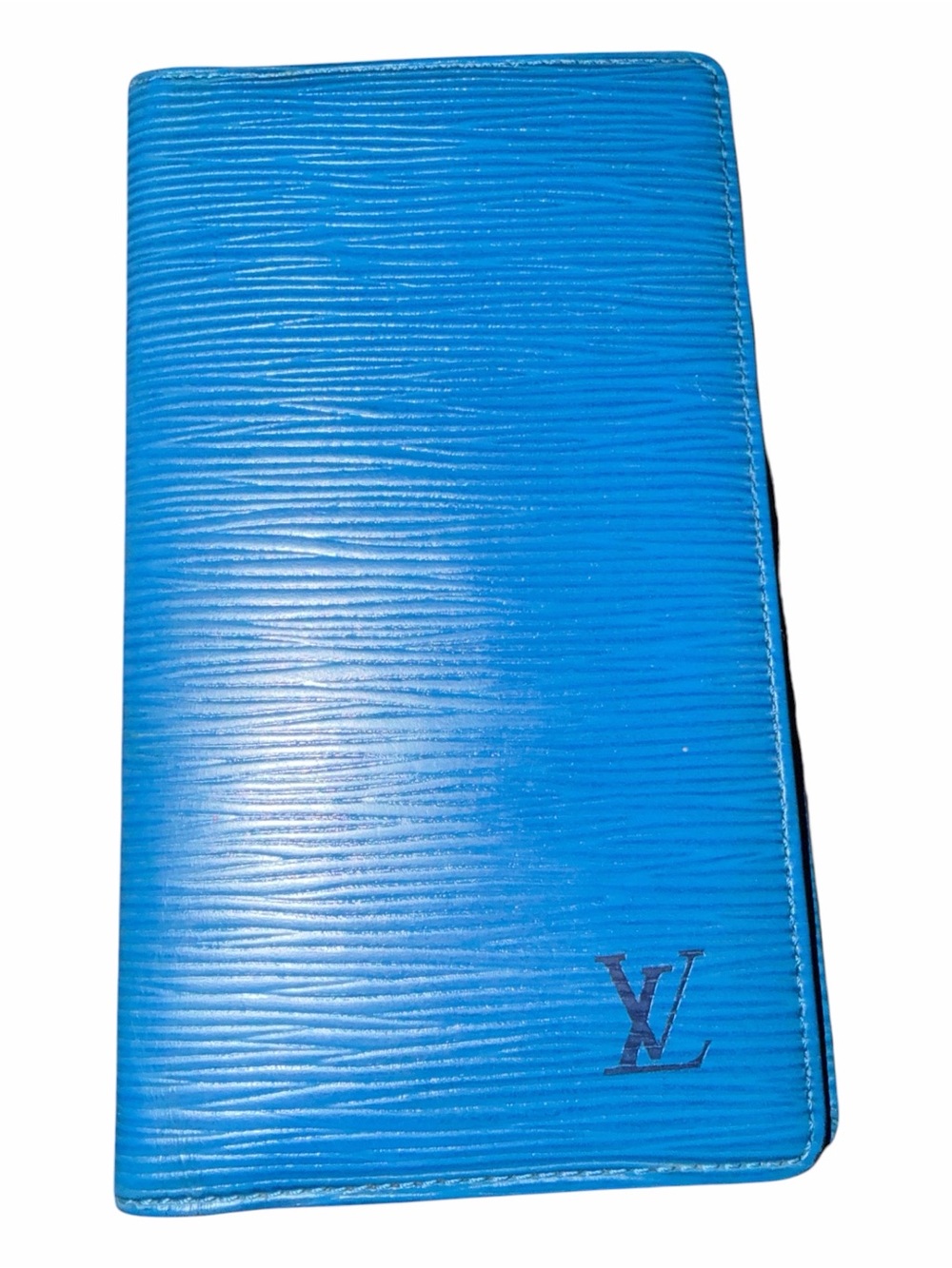 Auth Louis Vuitton Toledo Blue Epi Leather Pocket Agenda Cover / Long Wallet